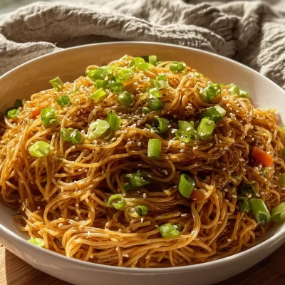 Creamy cold sesame cucumber noodle salad with fresh vegetables
