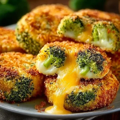 Crispy broccoli cheese rounds on a plate, perfect for a gluten-free snack.