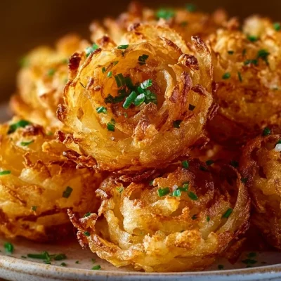 Crispy mini blooming onions served as a tasty appetizer