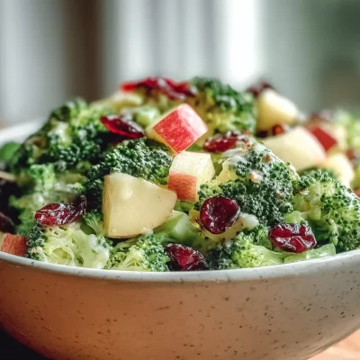 Crunchy Honeycrisp Apple Broccoli Salad served in a bowl with vibrant ingredients.