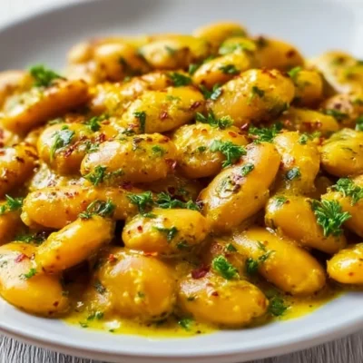Curried butter beans served in a bowl, showcasing a vibrant and flavorful dish.