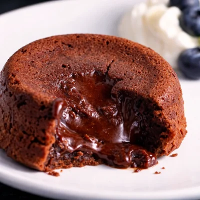 Delicious Schokoladen Lava Cake im Airfryer with molten chocolate center and rich texture