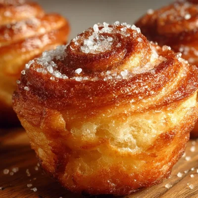Delicious cruffins with cinnamon filling, fresh out of the oven.