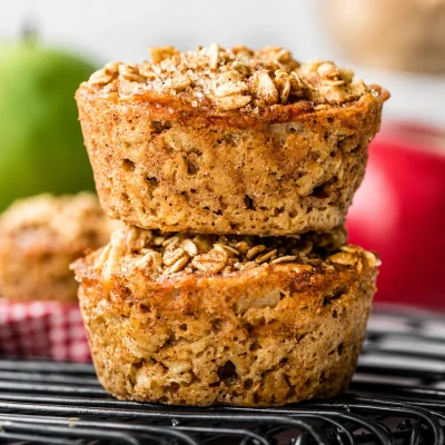Delicious Apple Cinnamon Baked Oatmeal Cups with oats and fresh apples.