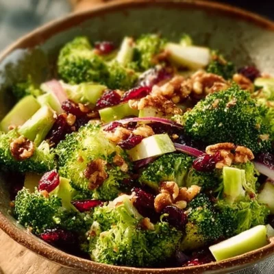 Delicious Honeycrisp Broccoli Salad with vibrant vegetables and flavorful dressing