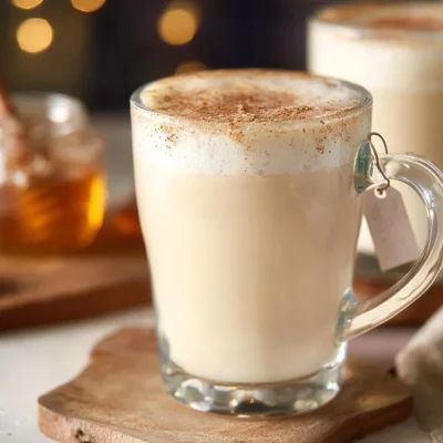 Earl Grey Vanilla Tea Latte in a cozy cup with steam rising