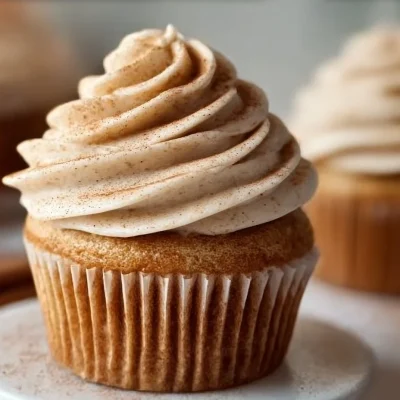 Delicious easy banana cupcakes topped with cream frosting on a plate