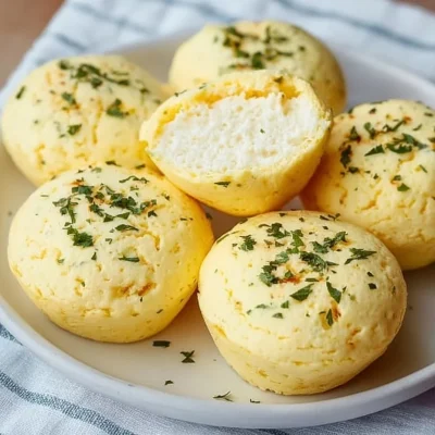 Easy ricotta egg bites recipe with herbs and cheese in a baking dish.