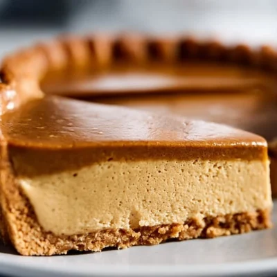 Delicious Espresso Custard Pie served on a plate with coffee beans around