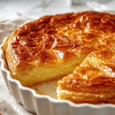 Delicious Galaktoboureko Greek custard pie with flaky phyllo and syrup