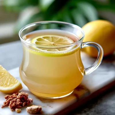ginger lemon honey tea in clear glass