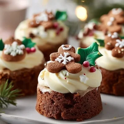 Gingerbread Mini Cakes decorated with festive icing for the holiday season