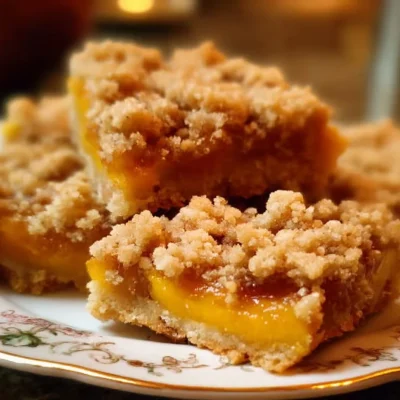 Gluten Free Vegan Peach Crumb Bars with a crunchy crumb topping