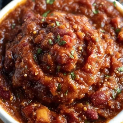 Bowl of hearty vegan chili loaded with vegetables and spices