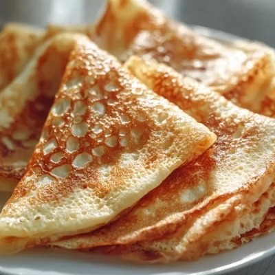 High-protein cottage cheese crepes served with fresh fruit and syrup