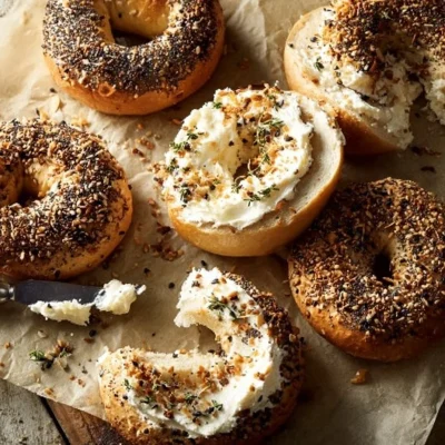 Freshly baked homemade bagels made without yeast