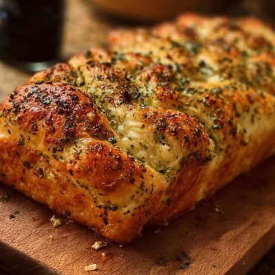 Homemade garlic parmesan bread, fresh baked and golden brown