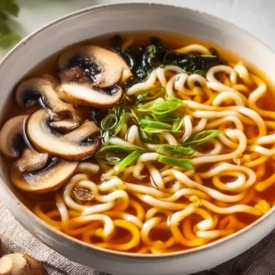 Delicious homemade noodle soup in a bowl with fresh ingredients.