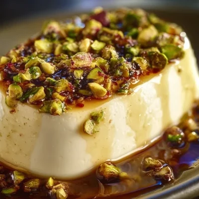 Honey fig pistachio goat cheese appetizer garnished with fresh figs and pistachios.