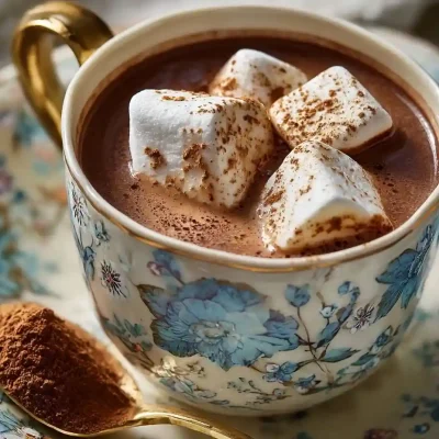 Warm spiced hot cocoa served in a mug with cinnamon and chocolate