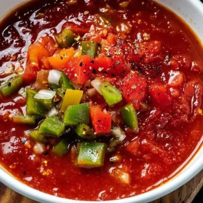 Bowls of Instant Pot creamy tomato soup garnished with fresh basil