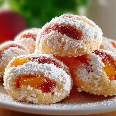 Plate of freshly baked Italian Peach Cookies ready to enjoy in summer.