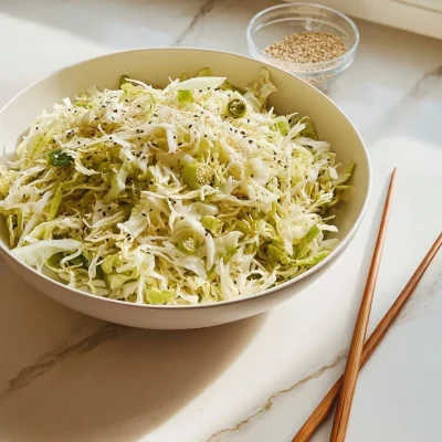 Fresh Japanese Cabbage Salad served in a bowl with colorful vegetables