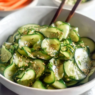 Japanese cucumber salad with sesame dressing and fresh vegetables