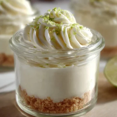 No bake key lime cheesecake jars topped with lime zest and whipped cream