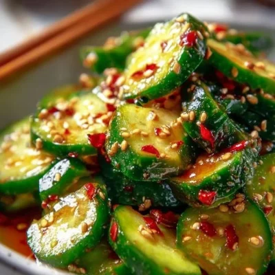 Delicious Korean Cucumber Salad with vibrant ingredients and seasonings