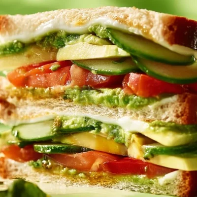 Loaded Cucumber and Avocado Sandwich with fresh ingredients
