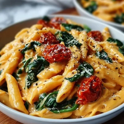 Vegan creamy high-protein Marry Me Pasta dish garnished with herbs