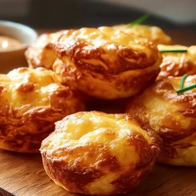 Cheesy mashed potato puffs served on a plate, golden and crispy.