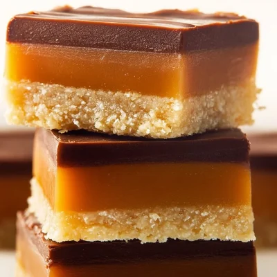 Decadent Millionaire's Bar made with chocolate and caramel layers.