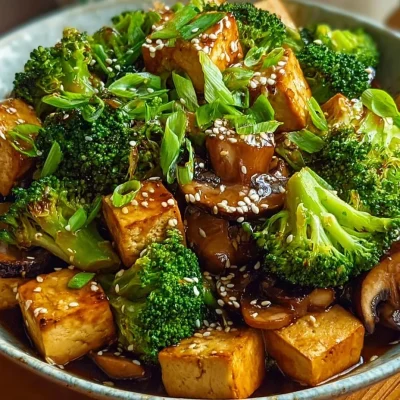 Mushroom Tofu Stir-Fry with fresh vegetables in a vibrant sauce