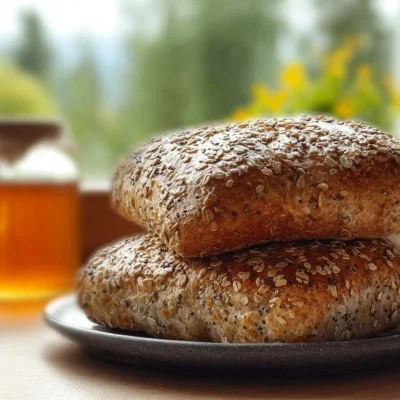 Sliced Oat and Chia Bread topped with seeds and nuts