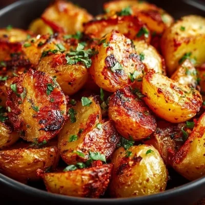 oven-roasted potatoes seasoned to perfection and served warm.
