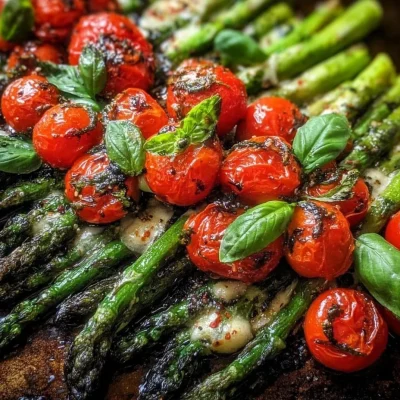 Bowl of Parmesan Roasted Asparagus garnished with herbs.