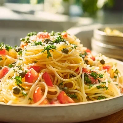 Refreshing pasta salad with colorful vegetables and a tangy dressing