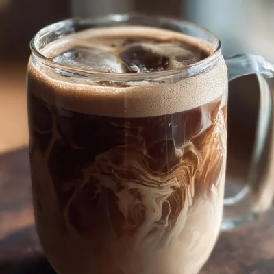 A cup of creamy Protein Coffee with a sprinkle of cocoa on top