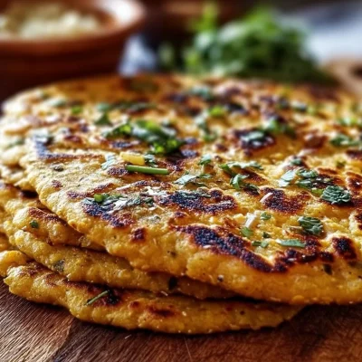 Homemade high-protein red lentil flatbread on a wooden surface