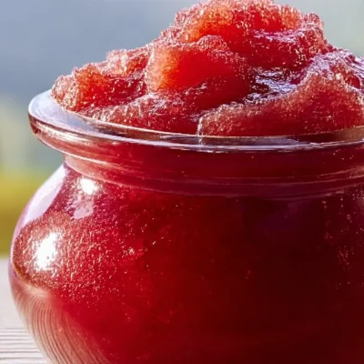 Homemade rhubarb butter spread on fresh bread