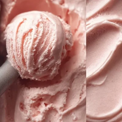 Delicious rhubarb ice cream served in a bowl with fresh rhubarb stalks