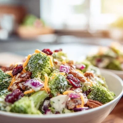 Simple keto broccoli salad with fresh ingredients for a low carb meal