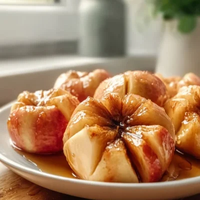 Delicious slow cooker bloomin' baked apples served as a comforting dessert.