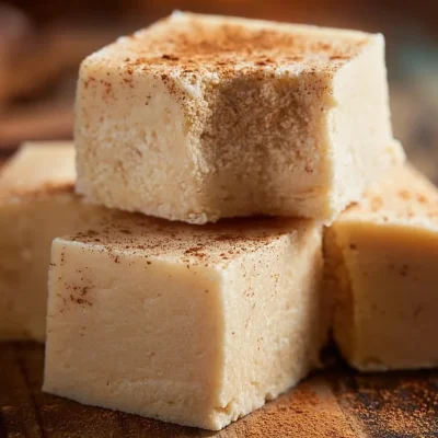 Delicious homemade snickerdoodle fudge with cinnamon and sugar topping