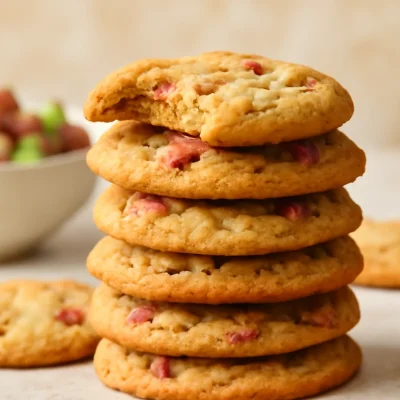 Chewy rhubarb cookies with brown sugar, perfect for spring desserts.