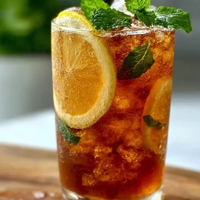 Refreshing glass of Southern Iced Tea with lemon and mint garnish.