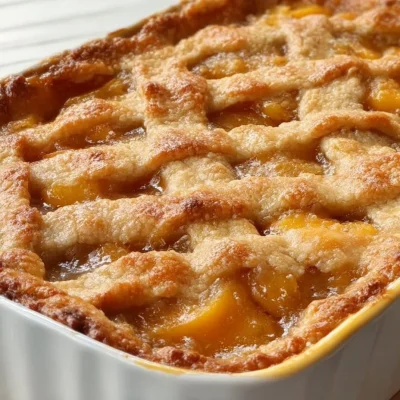 Delicious Southern peach cobbler fresh out of the oven
