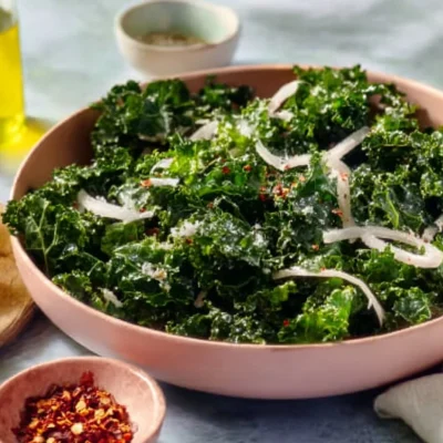 Spicy Kale Salad with vibrant ingredients and a zesty dressing